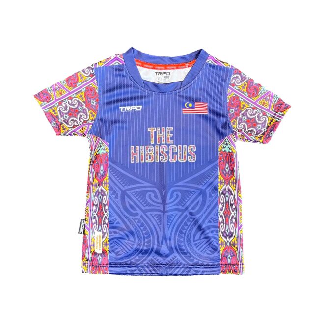 Hibiscus Navy Blue Round Neck Kids